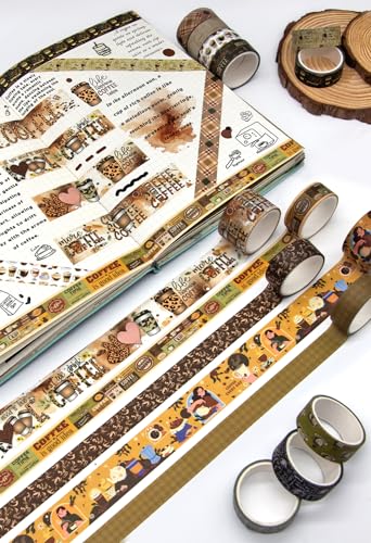 Coffee Themed Washi Tape Set (14 Count)