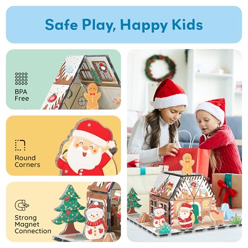 Magnetic Tiles Gingerbread House Holiday Character Action Figures Santa
