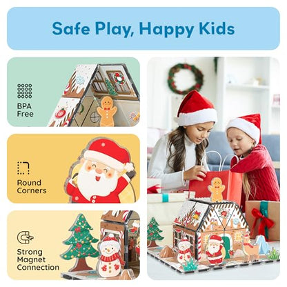 Magnetic Tiles Gingerbread House Holiday Character Action Figures Santa