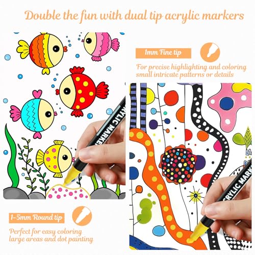 120 Colors Precision Dual Tip Acrylic Paint Markers Pens (120 Count)