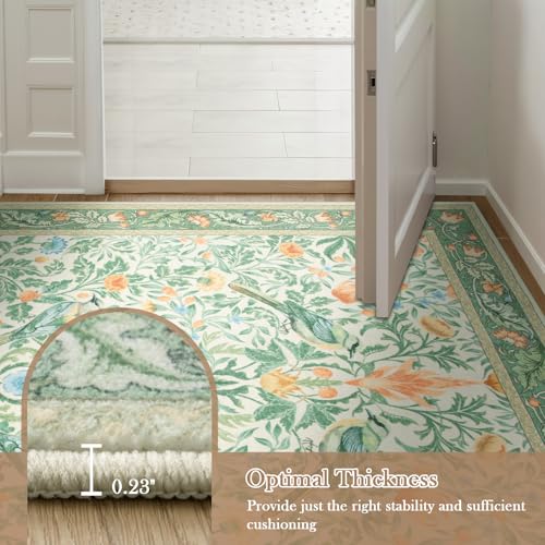 Boho Floral Washable Bathroom Runner Rugs 24 x 60 Non Slip (120 Sq Ft)