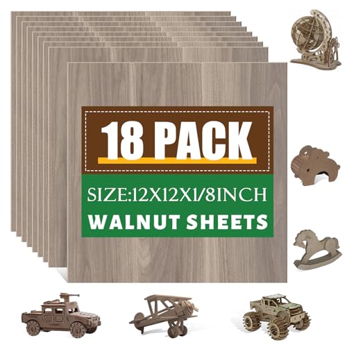 18 Pack Walnut Plywood Sheets 12x12x1 (18 Count)