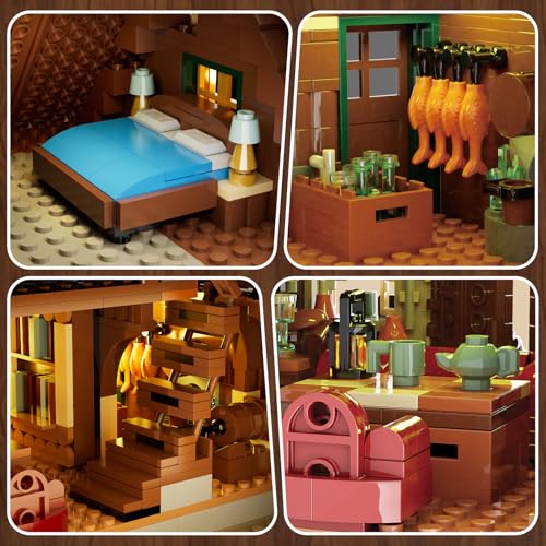 Wood Cabin Building Set with Lights for Adults