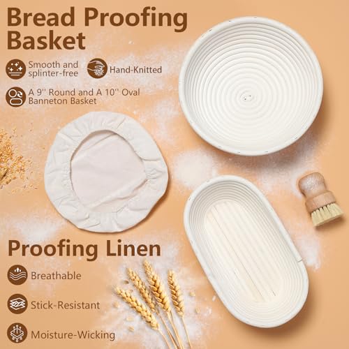 Sourdough Starter Kit with Banneton Proofing Basket (2 Count)