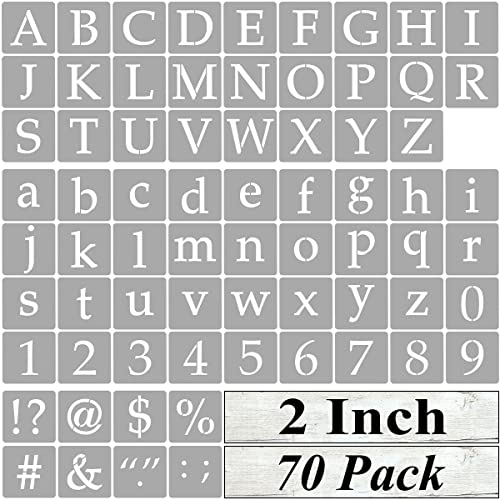 2 Inch Alphabet Letter Stencils for Painting (70 Count)