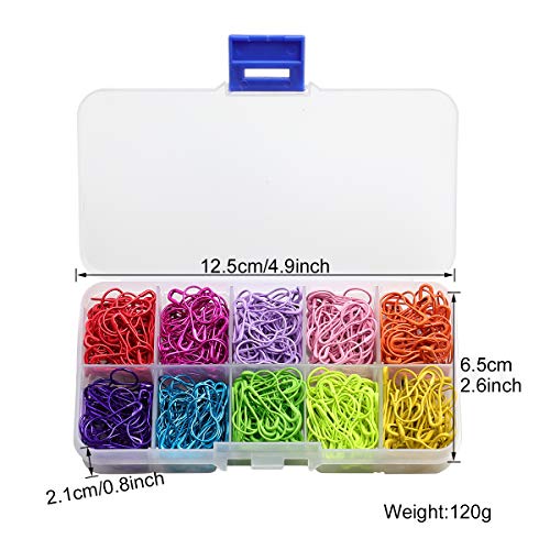 Colorful Metal Knitting Pins Stitch Markers Pear Shape Safety Pins for Sewing Clothing DIY Craft Making with Storage Box Knitting Counter Crochet Needle Clip Ring (500 Count)