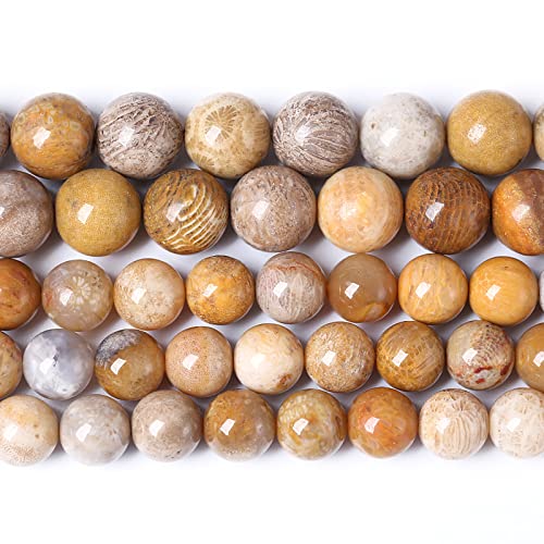 12pcs 32mm Natural Coral Jade Chrysanthemum Stone Beads Round Loose Beads for Jewelry Making (16 Count)