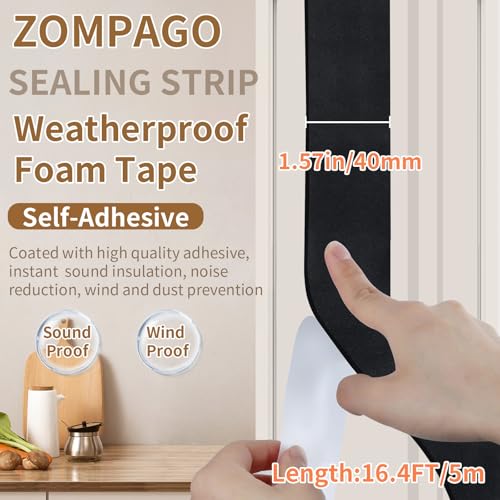 Single Sided Foam Weather Stripping Tape Black
