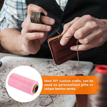 Waxed Thread 284 Yard 0.8mm 150D Flat Wax Thread Polyester Waxed String for Leather Sewing Hand Weaving Book Binding Home Decoration