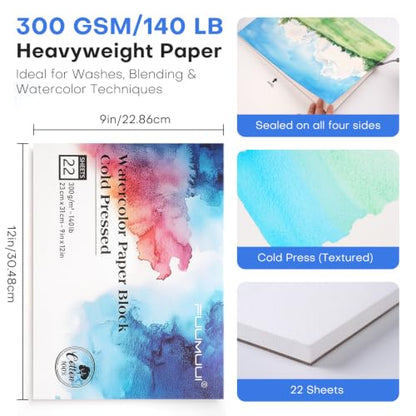 Watercolor Paper Block 9x12 Inch (2376 sq inches)
