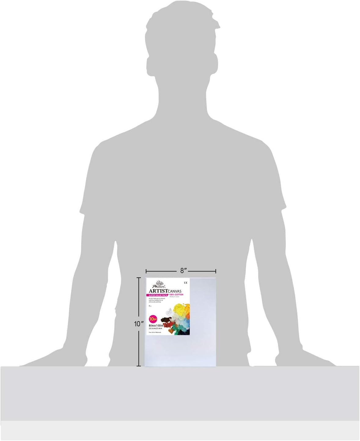 PHOENIX Stretched Canvas for Painting 8x10 Inch/10 Value Pack, 8 Oz Triple Primed 5/8 Inch Profile 100% Cotton White Blank Canvas, Artist Framed Canvas for Oil Acrylic & Pouring Art