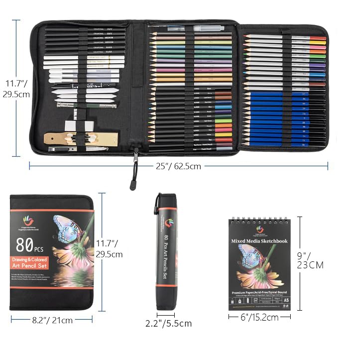 80PCS Drawing Set Sketching Kit