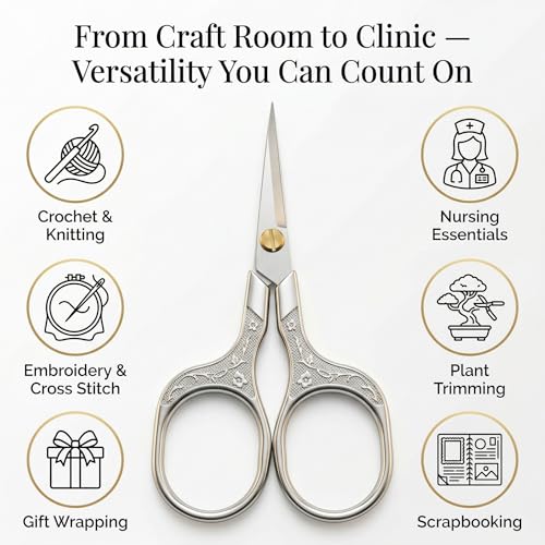 Silver Stainless Steel Scissors with Leather Cover