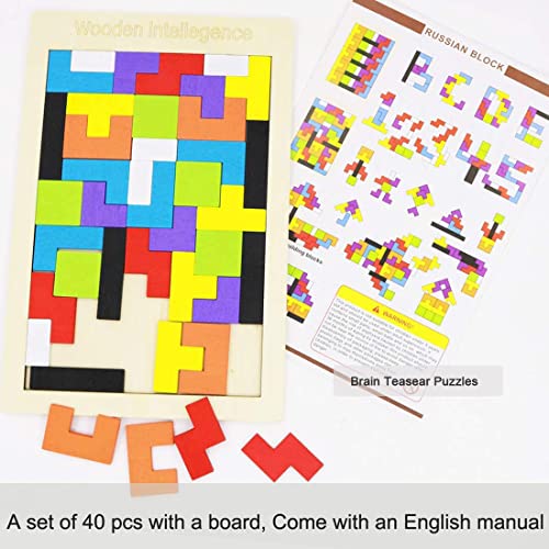 2 Pack Wooden Russian Blocks Puzzle + Hexagon Puzzles for Kids & Adults (2 Count)