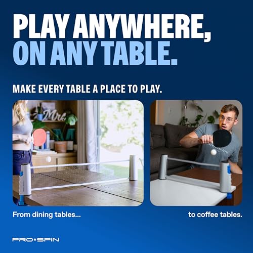 Portable Ping Pong Set with Retractable Ping Pong Net for Any Table
