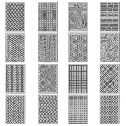 16 Sheets Artistic Lines Clay Texture Mat Wavy and Plaid Pattern Polymer Clay Texture Sheets DIY Tools for Pottery Earring Jewelry Making Stamp Engraving Machines