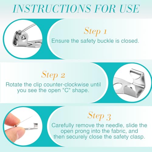 100 Pcs Brooch Pin Backs Bar Pins Backs for Crafts Safety Clasp with Plastic Box (100 Count)