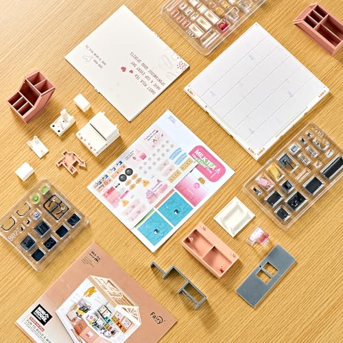 Bubble Tea Shop DIY Miniature House Kit with Roof & LED Light