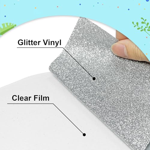 Silver Glitter Heat Transfer Vinyl 12"×6FT