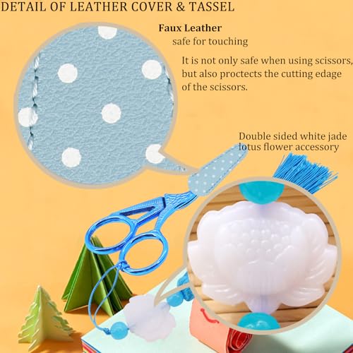4.5Inch Little Sewing Scissors Crane Shears with Cover Tassel Stainless Steel Scissor for Crafting Embroidery Needlework DIY Daily Use