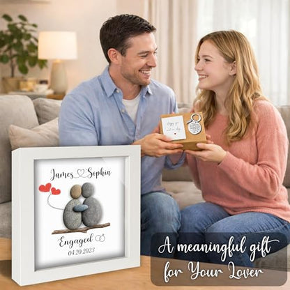 Personalized Engagement Pebble Art Frame for Couple