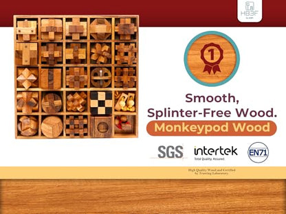 25 in 1 Wooden Brain Teaser Puzzles for Adults and Teens Interlocking 3D Mini Wood Mind Games Hand and Mind Puzzle Teasers Assembly & Disentanglement Set Toys Coffee Table Games Gift