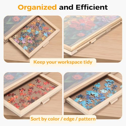1500 Pieces Rotating Puzzle Board with 4 Drawers