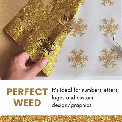 Gold Glitter HTV Heat Transfer Vinyl Bundle 8 sheets