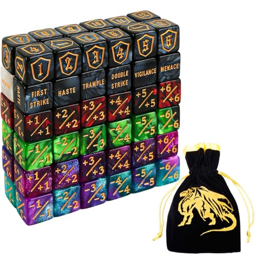 Color MTG Counter Dice Set Keyword Shield Life Counters with Dice Storage Bag for MTG TGG Table Games (72 Count)