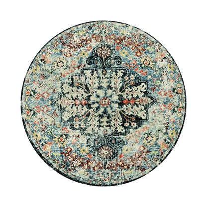 Reine Bohemian Floral Medallion Round Rug