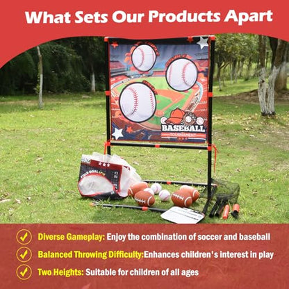 2-in-1 Football & Baseball Toss Game for Kids Ages 3-8 - Outdoor Garden Toy for Backyard, Beach & Camping, Family Party Fun Sports Toy