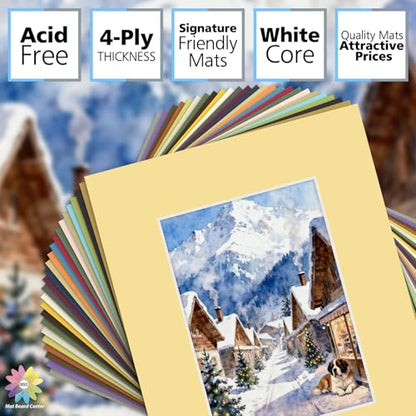 Mat Board Center 25 Pack 8x10 Picture Mat for 5x7 Photo Mixed Color