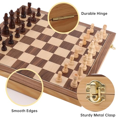 Wooden Chess Set with Folding Board