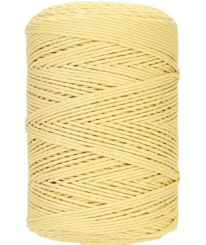 Macrame Cord 3mm x 546yards Natural Macrame Cotton Rope Colored Macrame Rope Soft Cotton Cord Macrame Supplies Craft Rope Macrame Yarn for Plant Hanger Wall Hanger Dreamcatcher