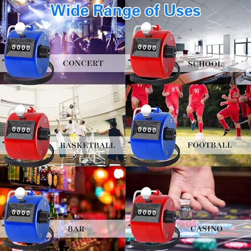 Red Handheld Tally Counter Clicker 4 Digital for School Event