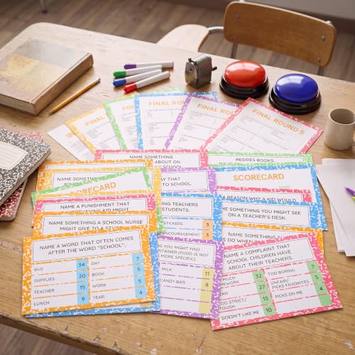 School Friendly Feud Game with 2 Answer Buzzers Back to School Game (30 Count)