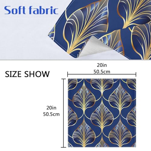 Art Deco Floral Royal Blue & Gold Cloth Napkins Set of 4