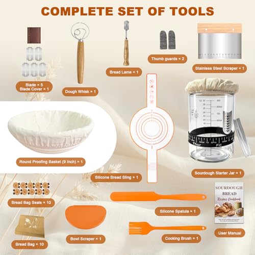 Sourdough Starter Kit with Sourdough Jar & Baking Supplies for Beginner