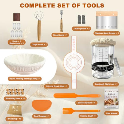 Sourdough Starter Kit with Sourdough Jar & Baking Supplies for Beginner