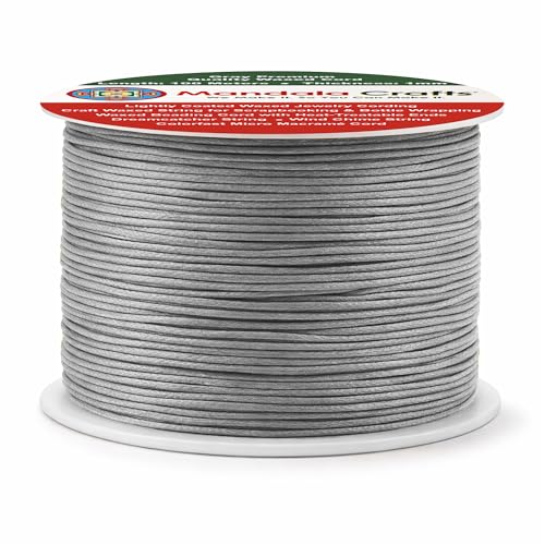 1mm Gray Cotton Waxed Cord for Jewelry Making (327 Foot )