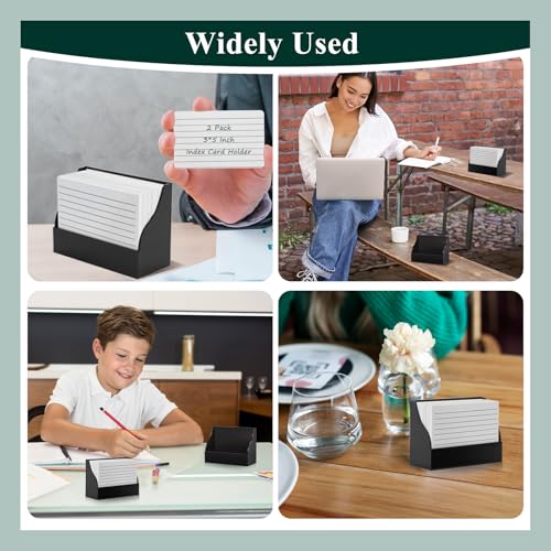2 Pack Black Index Card Holder 3 X 5 Note Card Organizer Acrylic Index Card Box Flash Card Storage Box Postcard Display Stand Business Card Holder Desktop for Business Office