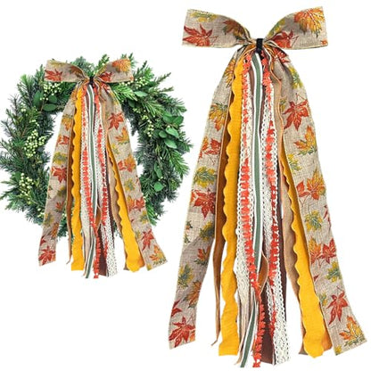 Large Fall Ribbon Bow for Wreath