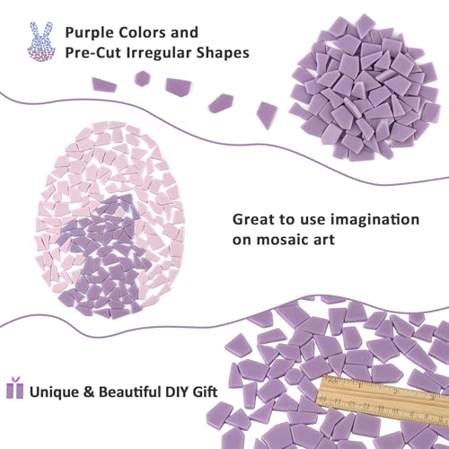 Purple Glass Mosaic Tiles for Crafts Bulk (7.05 Ounce)