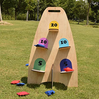 Vertical Cornhole Game with 8pcs Bags Wood Bean Bag Toss Games for Kids and Adults Outdoor & Indoor Use