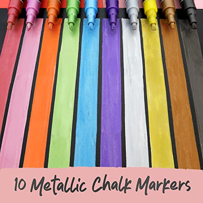 10 Metallic Chalkboard Markers for Blackboard (10 Count)