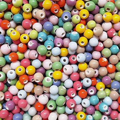 180 Pieces Porcelain Beads Chinese Round Ceramic Beads 8mm (180 Count)