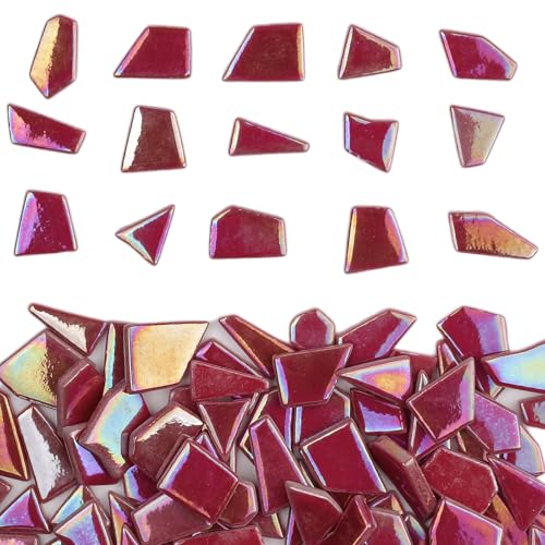 Iridescent Glass Mosaic Tiles for Crafts Bulk (7.05 Ounce)