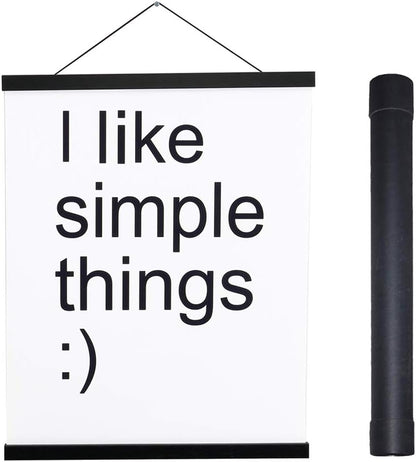 Artmag Magnetic Poster Hanger Frame, 16x24 16x22 16x20 Light Wood Wooden Magnet Canvas Artwork Print Poster Hangers Frames Hanging Kit (Black, 16")