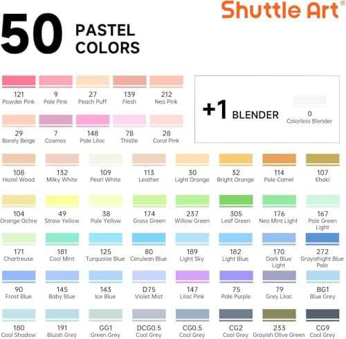 Pastel Alcohol Markers Brush tip (51 Count)