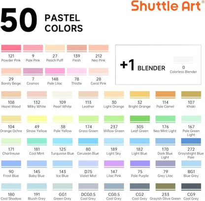 Pastel Alcohol Markers Brush tip (51 Count)